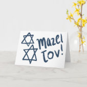 MAZEL TOV BAR BAT MITZVAH Aanpasbare Blauwe Verf  Kaart (Gele Bloem)
