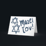 MAZEL TOV BAR BAT MITZVAH Aanpasbare Blauwe Verf  Kaart<br><div class="desc">Handgetekende sterren en penseelstreek tekst door mij voor jou. Voeg je eigen tekst toe aan de binnenkant van de kaart of verander de achtergrondkleuren. Voor meer ontwerpen en kleuren, kijk in mijn winkel! Of laat me weten als je iets op maat wilt. Ik heb ook bijpassend inpakpapier en natuurlijk zowel...</div>