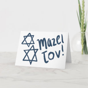 MAZEL TOV BAR BAT MITZVAH Aanpasbare Blauwe Verf  Kaart