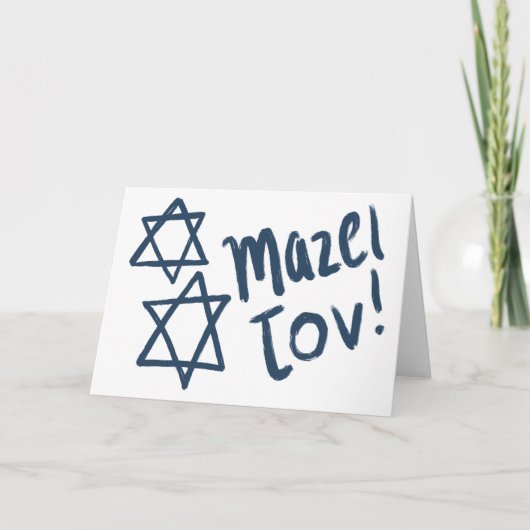MAZEL TOV BAR BAT MITZVAH Aanpasbare Blauwe Verf  Kaart (Voorkant)