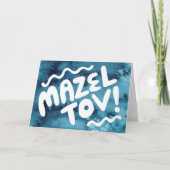 MAZEL TOV BAR BAT MITZVAH Aanpasbare Waterverf Kaart (Voorkant)