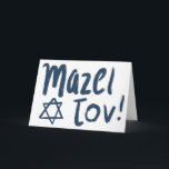 MAZEL TOV BAR BAT MITZVAH  Blauwe Verf Kaart<br><div class="desc">Hand getekende sterren en borstelstreektekst door mij voor u. Voeg je eigen tekst toe aan de binnenkant van de kaart of verander de achtergrondkleuren. Kijk voor meer design en kleuren in mijn winkel! Of laat het me weten als je iets op maat wilt. Ik heb ook bijpassend inpakpapier en natuurlijk...</div>