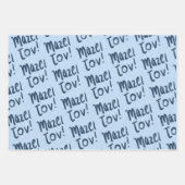 MAZEL TOV Bar Bat Mitzvah Handlettered Joods Blauw Inpakpapier Vel (Voorkant)