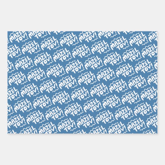 MAZEL TOV Bar Bat Mitzvah Handlettered Joods Blauw Inpakpapier Vel (Voorkant 3)