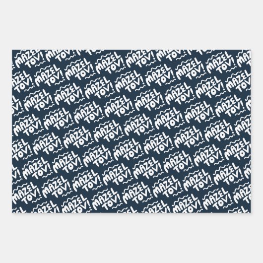 MAZEL TOV Bar Bat Mitzvah Handlettered Joods Blauw Inpakpapier Vel (Voorkant 2)