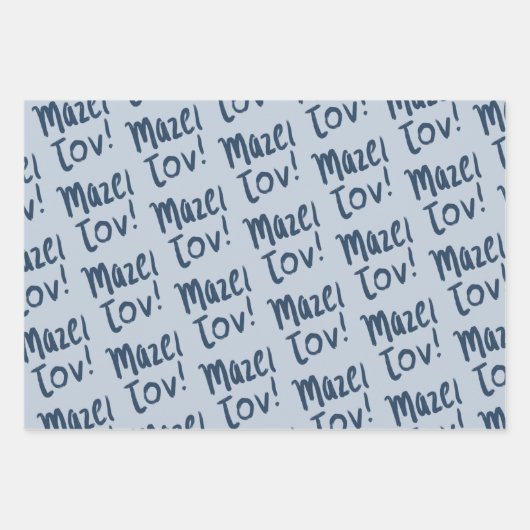 MAZEL TOV Bar Bat Mitzvah Handlettered Joods Blauw Inpakpapier Vel (Voorkant 3)