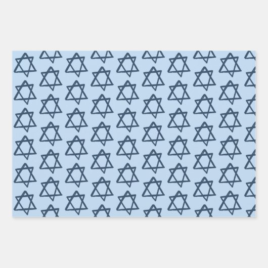 MAZEL TOV Bar Bat Mitzvah Handlettered Joods Blauw Inpakpapier Vel (Voorkant)