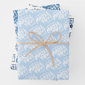 MAZEL TOV Bar Bat Mitzvah Handlettered Joods Blauw Inpakpapier Vel (In situ)