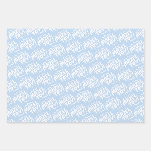 MAZEL TOV Bar Bat Mitzvah Handlettered Joods Blauw Inpakpapier Vel (Voorkant)