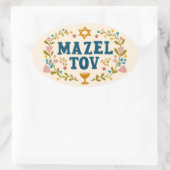 MAZEL TOV BAR BAT MITZVAH Joods Aangepast  Ovale Sticker (Tas)