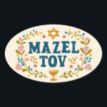 MAZEL TOV BAR BAT MITZVAH Joods aanpasbaar  Ovale Sticker<br><div class="desc">Handgetekende tekst voor jou. Geweldig voor een bar of bat mitswa of joodse bruiloft of ander evenement.  Voor meer ontwerpen en kleuren,  kijk in mijn winkel! Of laat me weten of je iets op maat wilt.  Vraag het als je niet vindt wat je nodig hebt! :)</div>
