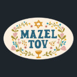 MAZEL TOV BAR BAT MITZVAH Joods Aanpasbaar  Ovale Sticker<br><div class="desc">Handgetekende tekst door mij voor jou. Geweldig voor een bar of bat mitzvah of joodse bruiloft of ander evenement. Voor meer ontwerpen en kleuren,  kijk in mijn winkel! Of laat me weten of je iets op maat wilt. Vraag het als je niet vindt wat je nodig hebt! :)</div>