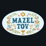 MAZEL TOV BAR BAT MITZVAH Joods aanpasbaar  Ovale Sticker<br><div class="desc">Handgetekende tekst voor jou. Geweldig voor een bar of bat mitzvah of joodse bruiloft of ander evenement. Voor meer ontwerpen en kleuren,  kijk in mijn winkel! Of laat me weten of je iets op maat wilt. Vraag het als je niet vindt wat je nodig hebt! :)</div>