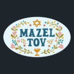 MAZEL TOV BAR BAT MITZVAH Joods aanpasbaar  Ovale Sticker<br><div class="desc">Handgetekende tekst door mij voor jou. Geweldig voor een bar of bat mitswa of joodse bruiloft of ander evenement.  Voor meer ontwerpen en kleuren,  kijk in mijn winkel! Of laat me weten of je iets op maat wilt.  Vraag het als je niet vindt wat je nodig hebt! :)</div>