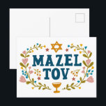 MAZEL TOV BAR BAT MITZVAH Joods  Briefkaart<br><div class="desc">Hand getekende tekst door mij voor u. Geweldig voor een bar of bat mitswa of joodse bruiloft of andere gebeurtenis. Voeg je eigen tekst toe aan de binnenkant van de kaart of wijzig de achtergrondkleuren. Voor meer design en kleuren check mijn shop! Of laat het me weten als je iets...</div>