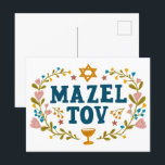 MAZEL TOV BAR BAT MITZVAH Joods  Briefkaart<br><div class="desc">Hand getekende tekst door mij voor u. Geweldig voor een bar of bat mitswa of joodse bruiloft of andere gebeurtenis. Voeg je eigen tekst toe aan de binnenkant van de kaart of wijzig de achtergrondkleuren. Voor meer design en kleuren check mijn shop! Of laat het me weten als je iets...</div>