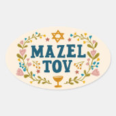 MAZEL TOV BAR BAT MITZVAH Joods  Ovale Sticker (Voorkant)