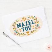 MAZEL TOV BAR BAT MITZVAH Joods  Ovale Sticker (Envelop)