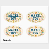 MAZEL TOV BAR BAT MITZVAH Joods  Ovale Sticker (Vel)