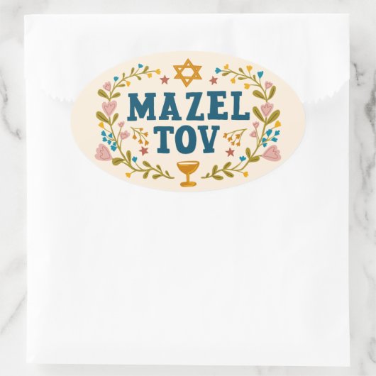 MAZEL TOV BAR BAT MITZVAH Joods Ovale Sticker (Tas)