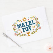 MAZEL TOV BAR BAT MITZVAH Joods  Ovale Sticker (Envelop)