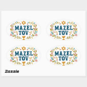 MAZEL TOV BAR BAT MITZVAH Joods  Ovale Sticker (Vel)
