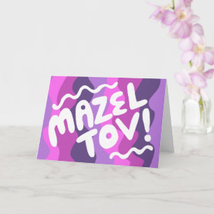 MAZEL TOV BAR BAT MITZVAH  Modern Wavy Kaart
