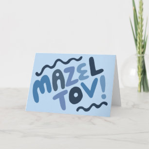 MAZEL TOV BAR MITZVAH Aanpasbaar Modern Blauw Kaart