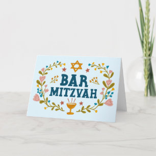 MAZEL TOV BAr MITZVAH Joodse Hand-getrokken Custom Kaart