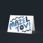 MAZEL TOV BAR MITZVAH  Modern Blues Kaart<br><div class="desc">Hand getekende tekst door mij voor jou. Voeg je eigen tekst toe aan de binnenkant van de kaart of verander de achtergrondkleuren. Kijk voor meer design en kleuren in mijn winkel! Of laat het me weten als je iets op maat wilt. Ik heb ook bijpassend inpakpapier en natuurlijk zowel Bar...</div>