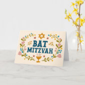 MAZEL TOV BAT MITZVAH Jewish Floral  Kaart (Gele Bloem)