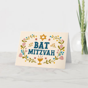 MAZEL TOV BAT MITZVAH Jewish Floral Kaart
