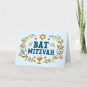 MAZEL TOV BAT MITZVAH Jewish Floral  Kaart (Voorkant)