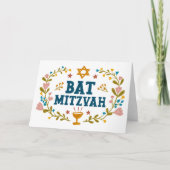 MAZEL TOV BAT MITZVAH Jewish Floral  Kaart (Voorkant)