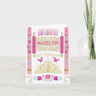 Mazel Tov Bat Mitzwa Vouwkaart Kaart