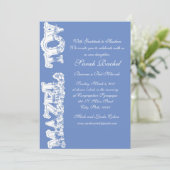 Mazel Tov Blue Invitation Kaart (Staand voorkant)