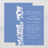Mazel Tov Blue Invitation Kaart (Voorkant / Achterkant)