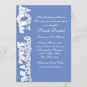 Mazel Tov Blue Invitation Kaart