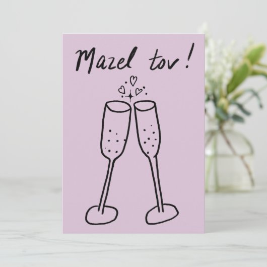 Mazel Tov Bruiloft Champagne Proost Schets Doodle (Staand voorkant)