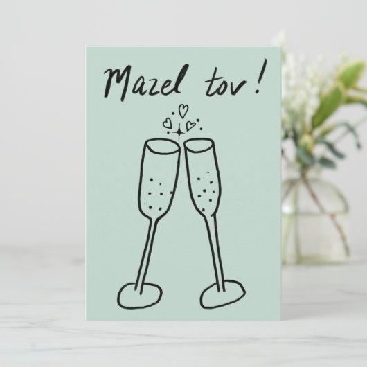 Mazel Tov Bruiloft Champagne Proost Schets Doodle (Staand voorkant)