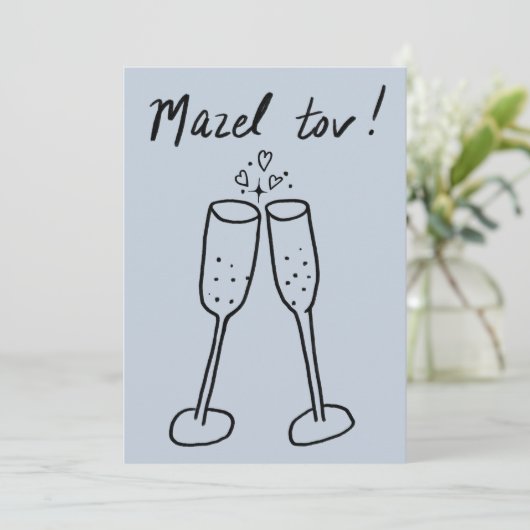 Mazel Tov Bruiloft Champagne Proost Schets Doodle (Staand voorkant)