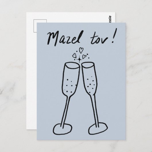Mazel Tov Bruiloft Champagne Proost Schets Doodle Briefkaart (Voorkant / Achterkant)