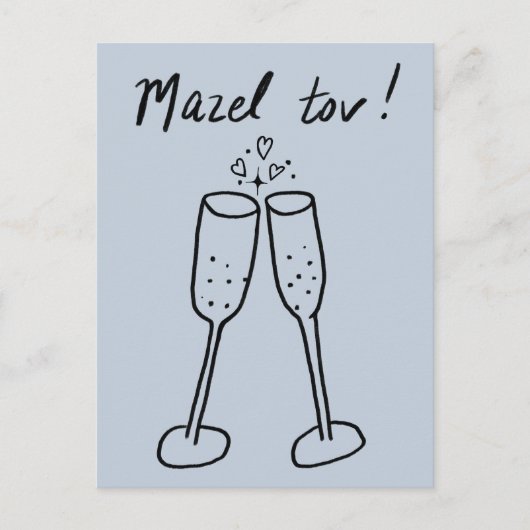 Mazel Tov Bruiloft Champagne Proost Schets Doodle Briefkaart (Voorkant)