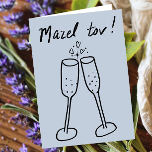 Mazel Tov Bruiloft Champagne Proost Schets Doodle Kaart