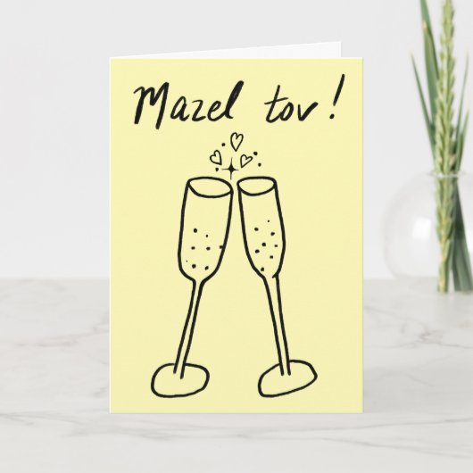 Mazel Tov Bruiloft Champagne Proost Schets Doodle Kaart (Voorkant)