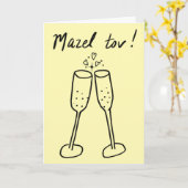 Mazel Tov Bruiloft Champagne Proost Schets Doodle Kaart (Gele Bloem)
