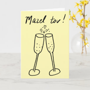 Mazel Tov Bruiloft Champagne Proost Schets Doodle Kaart