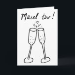 Mazel Tov Bruiloft Champagne Proost Schets Doodle Kaart<br><div class="desc">Zoete tekening van twee bubbelglazen om iemand te feliciteren met hun bruiloft of verloving! Klik op "Personaliseren" hierboven om de binnentekst naar wens te bewerken. Klik vervolgens op "Bewerken met behulp van ontwerpgereedschap" om de lettertypen, kleuren en plaatsingen aan te passen. U kunt ook de achtergrondkleur wijzigen of mijn winkel...</div>