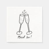 Mazel Tov Bruiloft Champagne Proost Schets Doodle Servet (Voorkant)