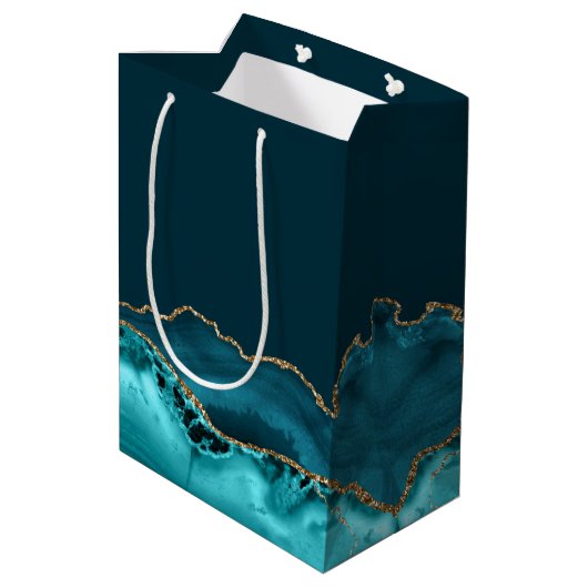 Mazel Tov Chic Blauwgroen Goud Gepersonaliseerde B Medium Cadeauzakje (Achterkant Gekanteld)